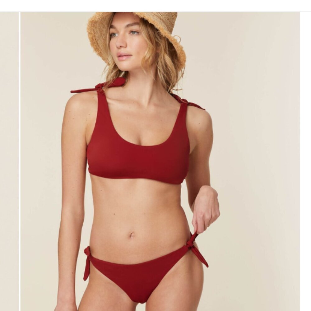 Andie The Mandalay Bikini Set‎ Swimsuit Crimson Red Size Small NWT